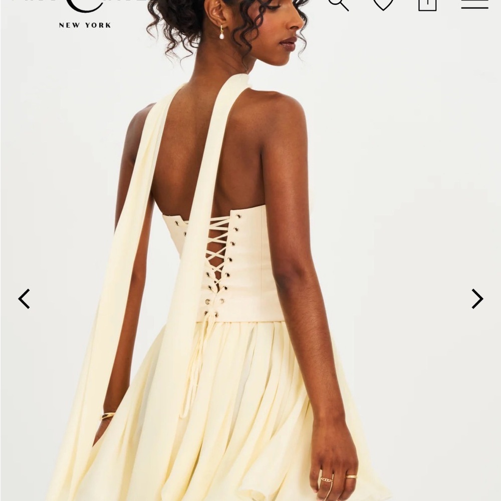 Backless Lace-Up Corset Cream Midi Dress
